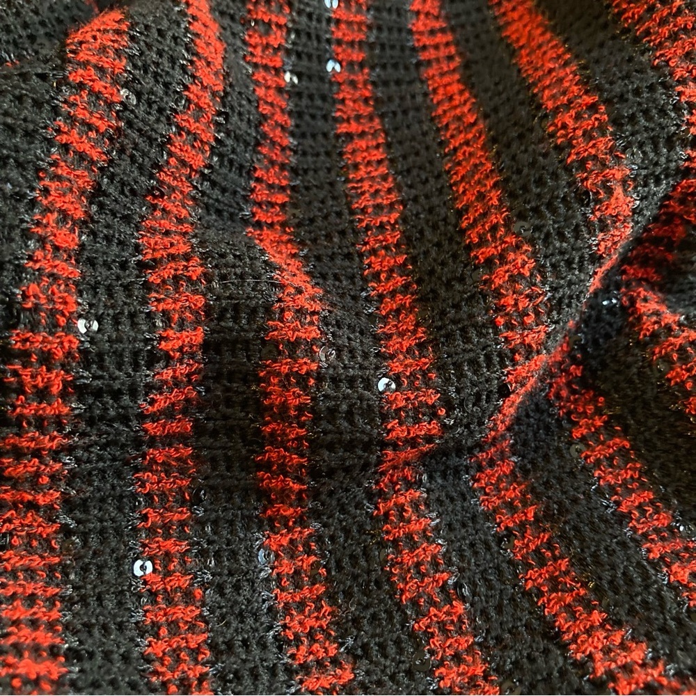 Ruby Rd. Striped Cowl Neck Sweater in Black and Red with Sparkly Sequins - Picture 9 of 10
